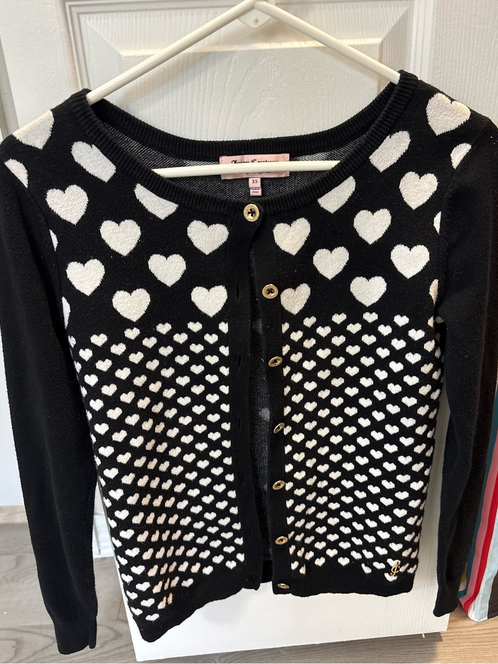 Juicy Couture Hearts Cardigan with Gold Buttons
